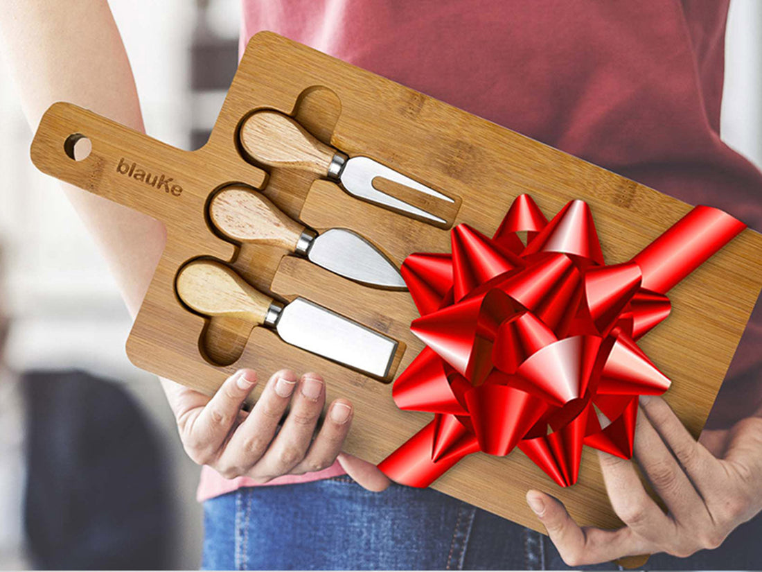 Bamboo Cheese & Knife Set 12x8"