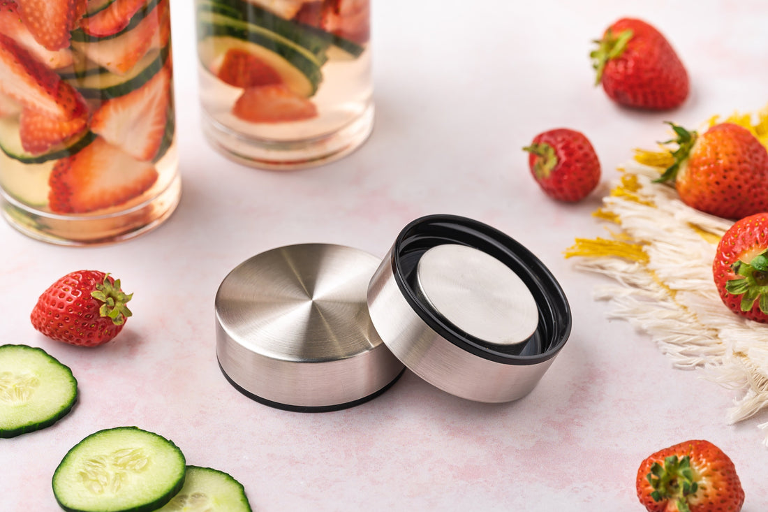 Skinny 16oz Wide Mouth Glass Bottles w/ Stainless Lids