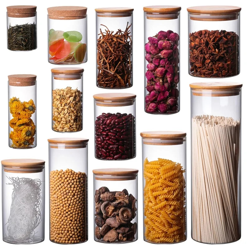 Borosilicate Glass Food Storage Containers w/ Bamboo Lids